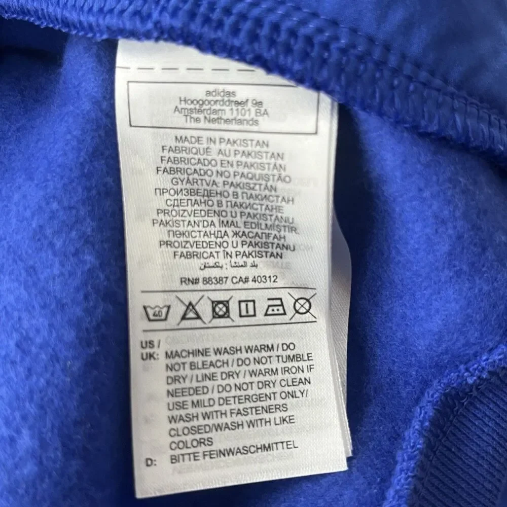 NWT Adidas Essentials French Terry 3-Stripes Full-Zip Hoodie Royal Blue Sz Small